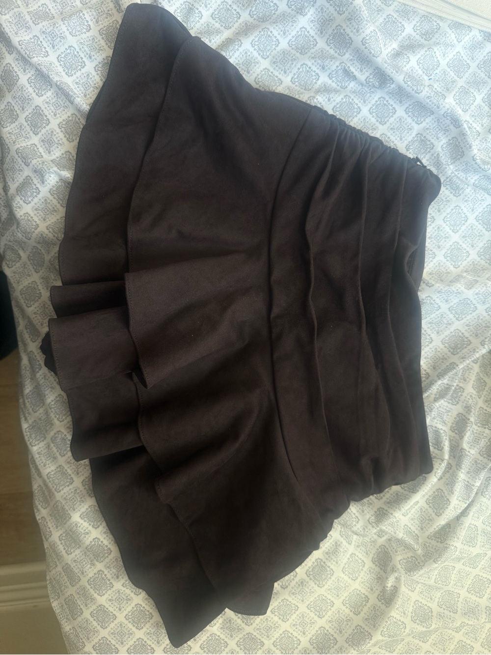 Zara Dark Brown Ruffled Skater Mini Skirt